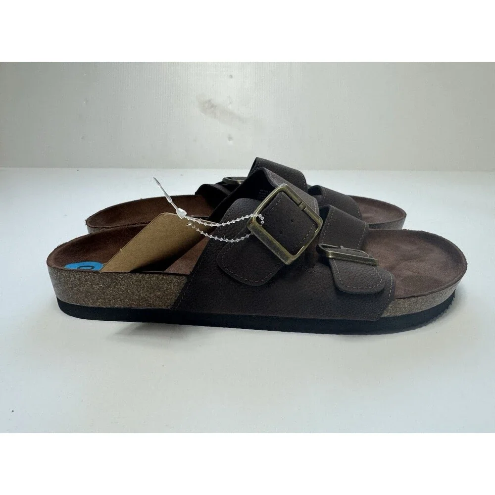 Cliffs by White Mountain Brown Double Buckle Slide Sandals Men’s Size 10 NWT